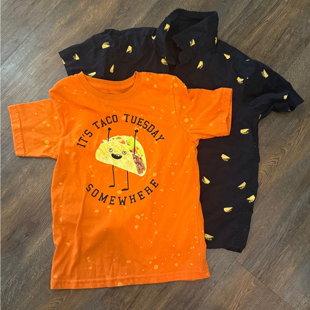 Kids Taco Button Down Shirt & T-shirt Bundle